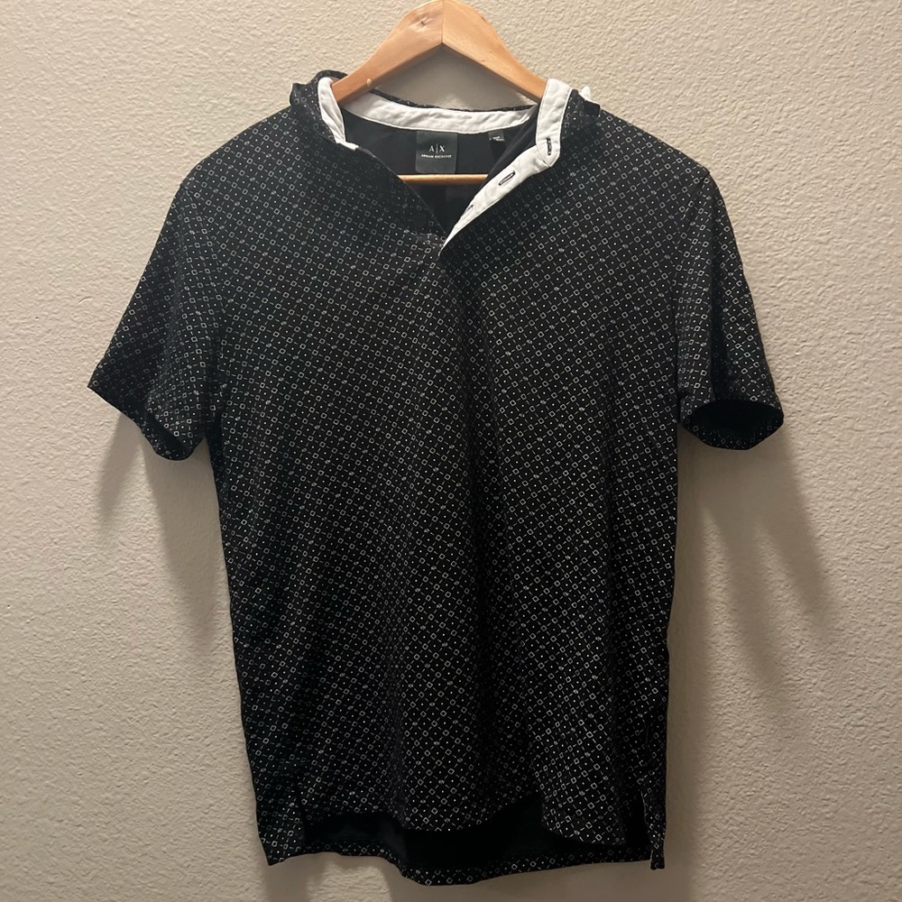 Armani Exchange Black and White Casual Button Down Shirt